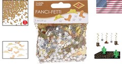 Metallic Western Confetti Boots Hats Stars 1oz Copper Gold Silver Party Supplies