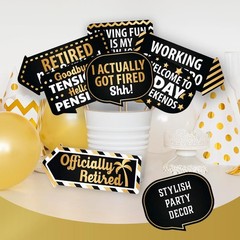 Retirement Party Photo Booth Props Kit 15-Piece Selfie Props Decorations