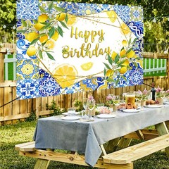 6×3.6ft Lemon Themed Birthday Banner Lemonade Happy Birthday Party Decoration…