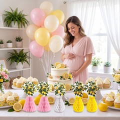 9Pcs Summer Lemon Party Decorations Honeycomb Centerpieces Set