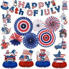 Patriotic 4th of July Decorations Set – Red White and Blue Party Supplies Inc…