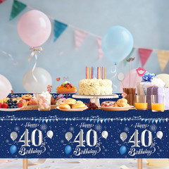 40th Birthday Decorations for Men,61Pcs Blue Silver 40th Birthday Decorations Ta