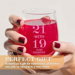 40th Birthday Gifts for Women, Funny Wine Glass for 40-Year Pink-40 15 ounces