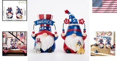 Compact Americana Gnomes with Pets – Ideal 4th of July & Memorial Day Decor