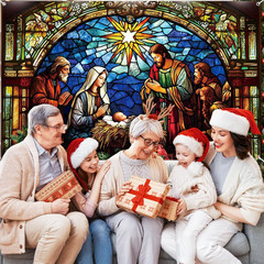 73″x43″ Christmas Nativity Backdrop Religious Holy Scene Banner Decor