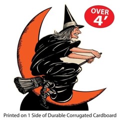 Beistle Vintage Halloween Witch and Moon 4.2 Foot Cardboard Standup