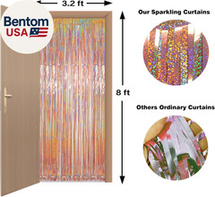Foil Fringe Backdrop, 2 Pack 3.2 Ft X 8.2 Ft Tinsel Foil Fringe Curtains, Spark