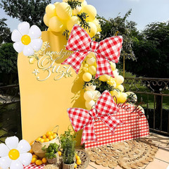 Red Bow Balloons Gingham Bows Balloons Red and White Christmas Decor Pizza Party