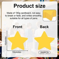 200 PCS 4 Inch Gold Star Paper Cutout Double Sided Yellow Shape Classroom
