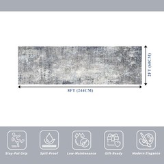 2×8 Washable Non-Slip Hallway Runner Rug – 2′ x 8′ (Rectangular), Blue Gray