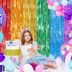 2 Pack Rainbow Metallic Tinsel Foil Fringe Curtains, Door Streamers Photo Booth