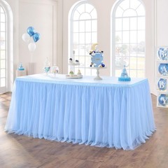 72in Rainbow Tulle Table Skirts Rectangle Tables 6/4ft 2-Layer Pastel Color
