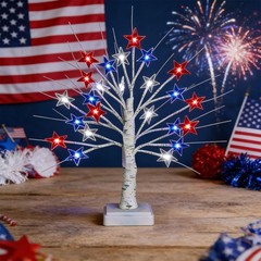 【Timer】 4th of July Decorations Patriotic Red White and Blue Tree Lights with…
