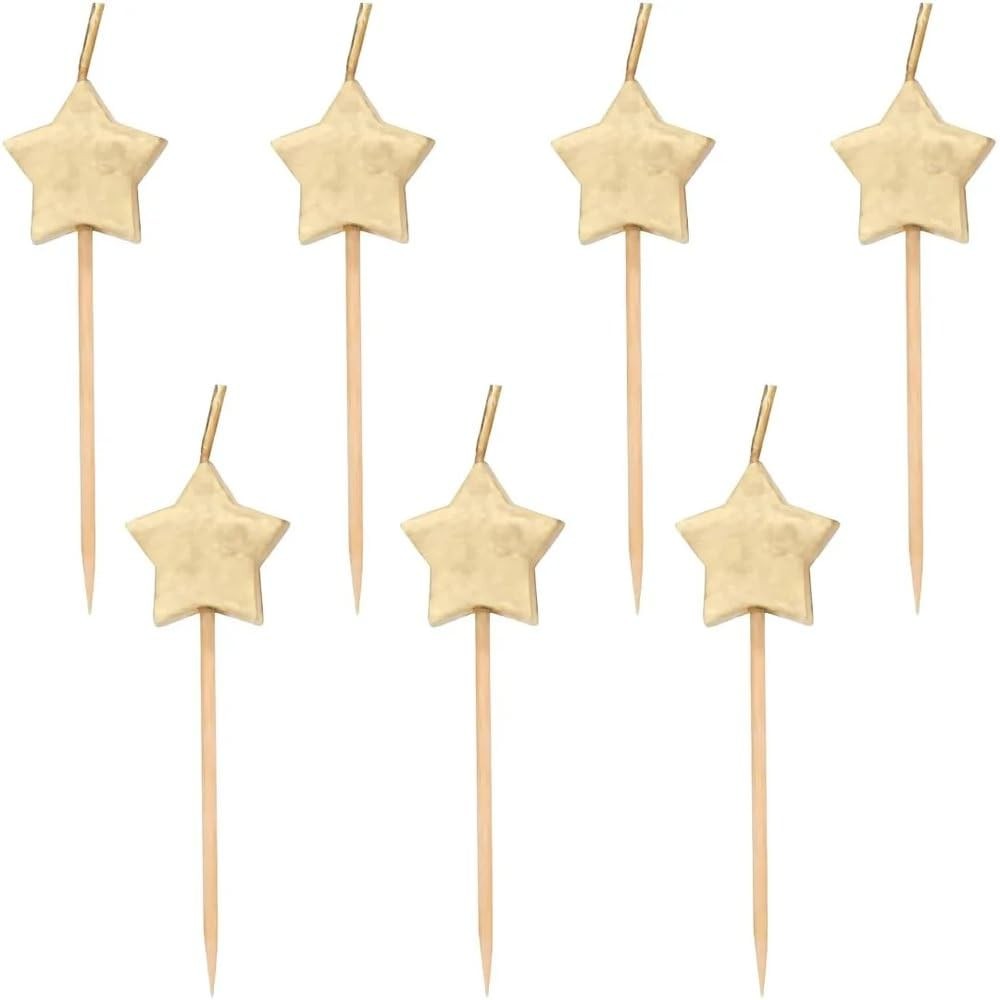 Sparkling Gold Star Birthday Candles – Pack of 6 – 6 Count (Pack 1),