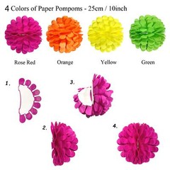 Party Decoration, Multi-colored Paper Fans Pom Poms Flowers Garlands Confetti…