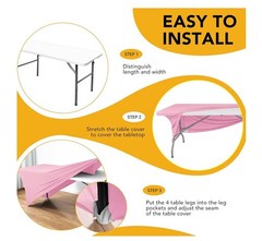 Dailyset 8-Pack Premium Pink Spandex Tablecloths for 6ft Rectangle Tables