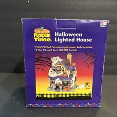 Halloween Lighted House Porcelain Mania Manor Pumpkin Time Great Condition