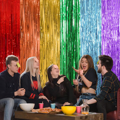 2 Pack Rainbow Party Backdrop Streamers Decorations Colorful Foil Fringe Curtain