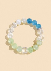 Natural Prehnite Aquamarine Beaded Bracelet with Shell White Howlite for Women