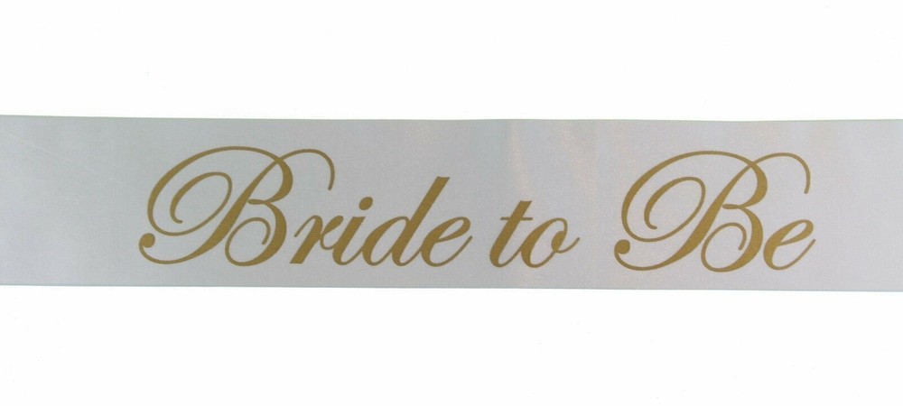 Hens Night Bridal Shower Sash Sashes Bride To Be Wedding White Gold Marriage