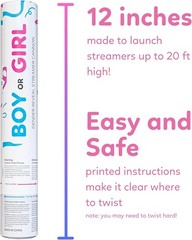 Gender Reveal Streamer Cannon | 6 Pack | 3 Blue and 3 Pink | Multicolor Strea…
