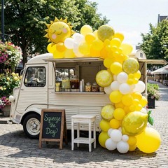Yellow lemon Balloon Garland Arch kit with Sun lemon mylar Balloons for Summe…