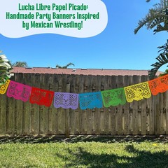 Lucha Libre Party Decorations – PLASTIC Papel Picado Banners (2 pack, 10 flag…