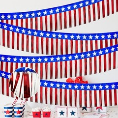 4 Pack Each 10Ft Foil Fringe Garland 4th of July Parade Floats for Trailer Ca…