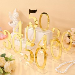 Mirror Gold 50th Anniversary Birthday Decorations Acrylic Table Numbers 6 PCS