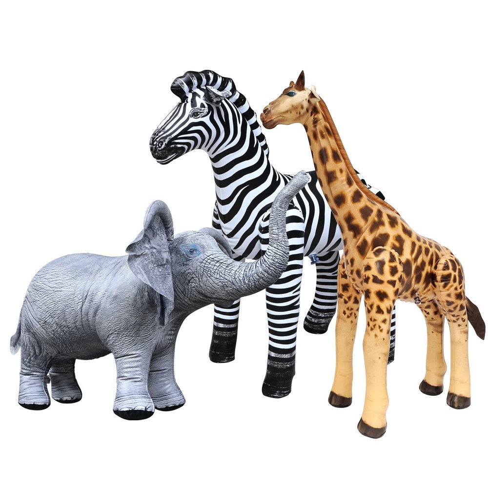 Jet Creations 3PK Inflatable Safari Animals Giraffe Zebra Elephant Party Holiday