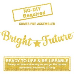 Glitter Bright Future Banner – 10 Feet, No DIY, Pre Strung | Bright Future Gold
