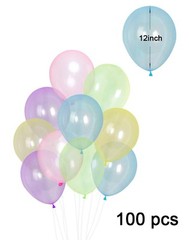 AnnoDeel 100pcs Crystal Pastel Clear Balloon, 12 inch Colorful Thick Transpar…