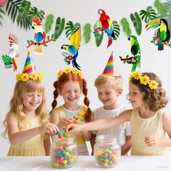Tropical Birds Honeycomb Paper Cutouts Hawaiian Luau Party Decorations Parrot…