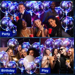 10-50PCS LED Light Up Clear BOBO Balloons 20″ String Lights Birthday Christmas