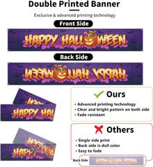 Happy Halloween Banner 120″ X 20″ Yard Signs Party Supplies Backdrop Pumpkins Ba