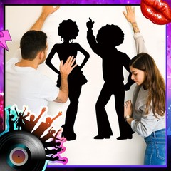 Motiskyy 12 Pcs Disco Dance Silhouettes Cutouts Large Retro Removable Pvc Wall