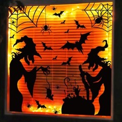 Large Halloween Window Clings Decorations Silhouette Witch