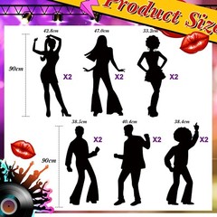 Motiskyy 12 Pcs Disco Dance Silhouettes Cutouts Large Retro Removable PVC Wal…