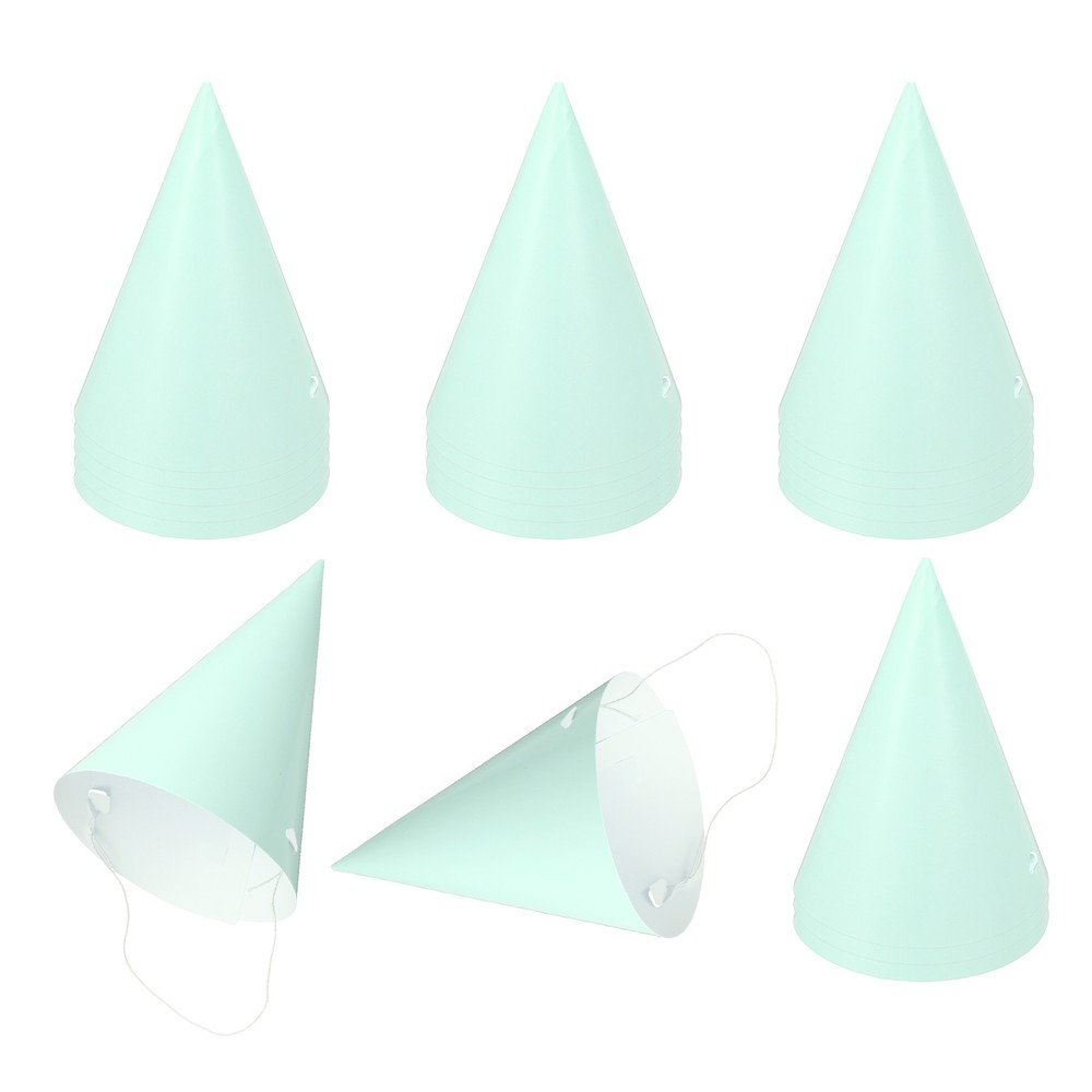 50Pcs Mini Birthday Party Hats, Colorful Paper Party Hat, Cyan