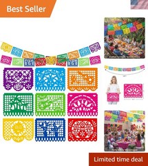 Mexican Party Decoration, 18 Feet Plastic Papel Picado Fiesta Banner Cinco de…
