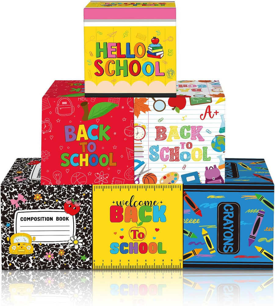 6 Pcs Back to School Decorations Box First Day of School Party Decor 11.8» Cray