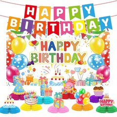 Birthday Decorations Kit, Rainbow Party Banner, Happy Multicolor
