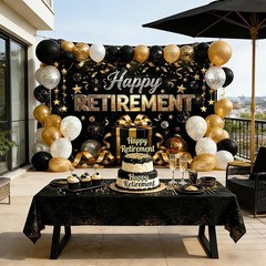 Retirement Party Decorations – Extra Thick Fabric Happy Retirement Backdrop Bann