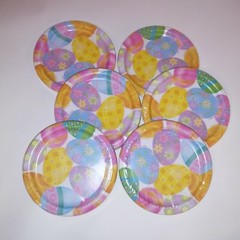 Set of 6 Easter Party Paper Plates Egg Design 48 Plates Total Small 6 3/4 in New