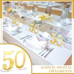Mirror Gold 50th Anniversary Birthday Decorations Acrylic Table Numbers 6 PCS