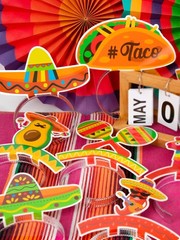 12 PCS Colorful Patterned Cardboard Sombrero Hats, Fiesta Headbands for Mexic…