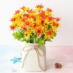 4 Artificial Daisy Flower Branches with 18 Heads for Joyful Weekend Party Decor