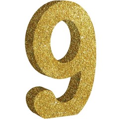Gold Glitter Number 9 Wooden Table Centerpiece Birthday Party Decor 7.8 Inch