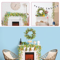 5.9FT Artificial Easter Egg Garland Eggs with Colorful Berries Greenery Leaves R