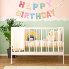 Felt Happy Birthday Banner, Pre-Strung 3D Birthday Rainbow Garland, Reusable …